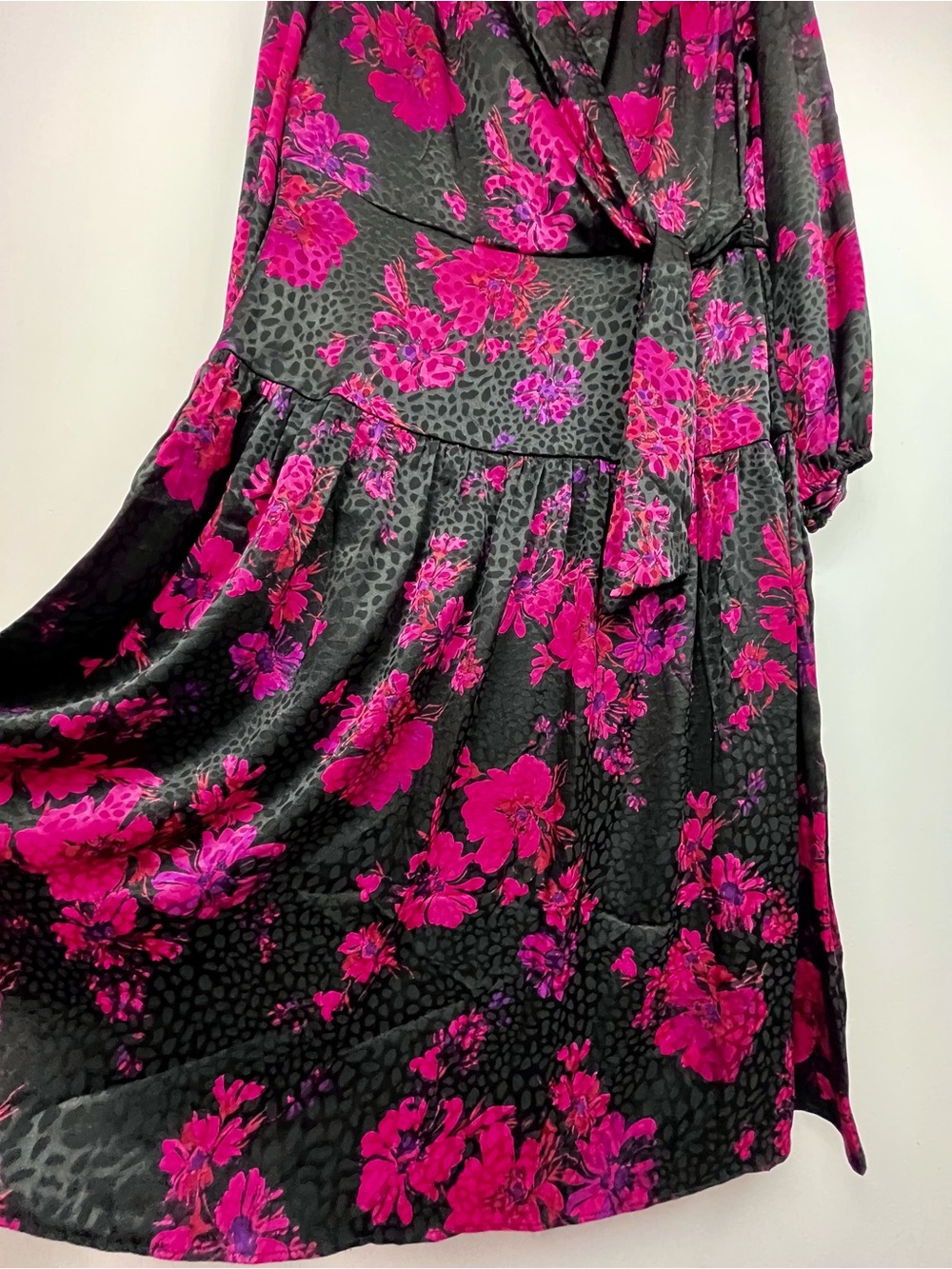 Robbie Bee Floral Faux Wrap Midi Dress Red Black Tie Waist Size 10 - Picture 5 of 14